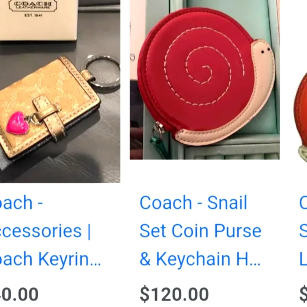 COACH Pink Reversible💕 Patent Leather🐌Snail Keyring Retired Mother's Da - Picture 4 of 6